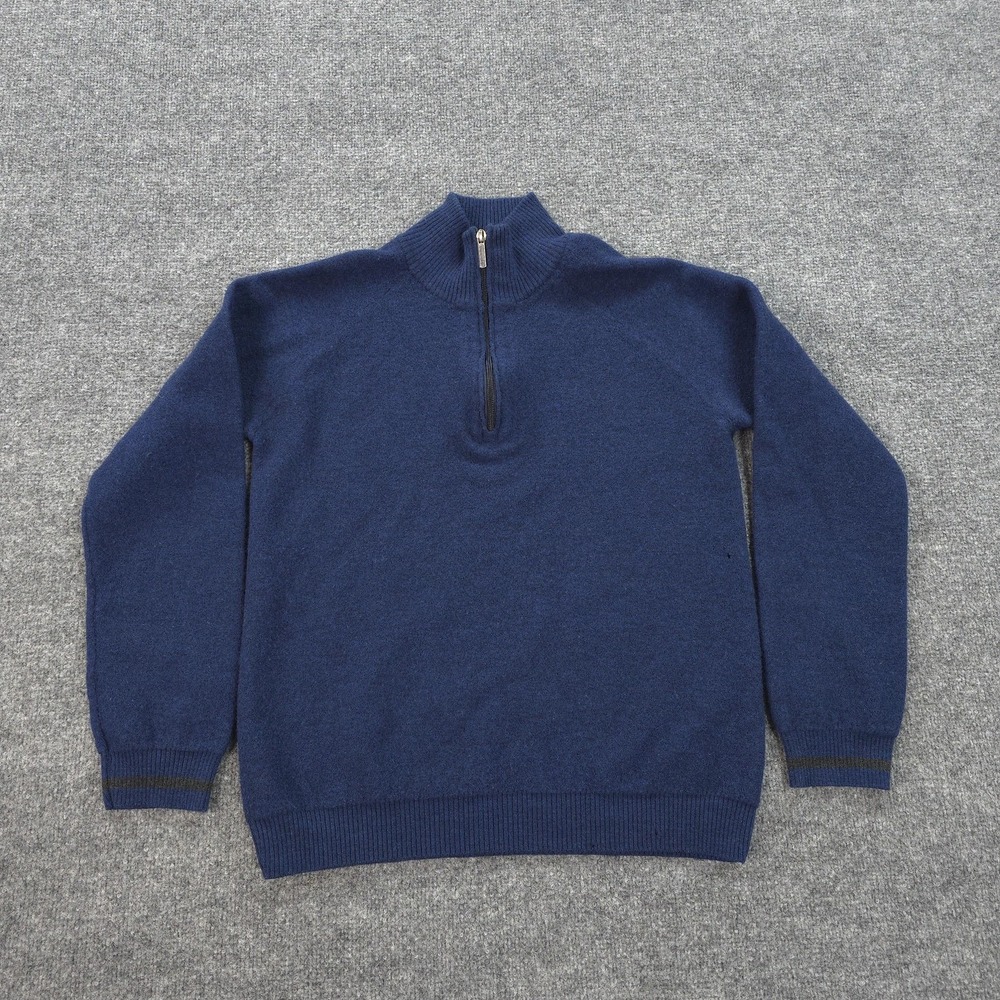 Smartwool Sweater Mens Medium Blue 100%‎ Merino Wool 1/4 Zip Mock Neck Pullover